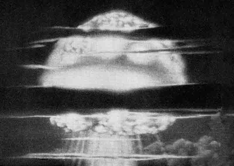Atomic bomb mushroom cloud and nuclear explosion imagery